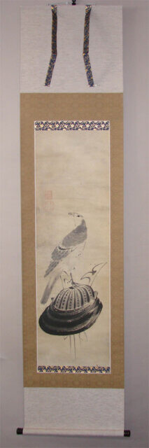 鷹　掛軸　修理